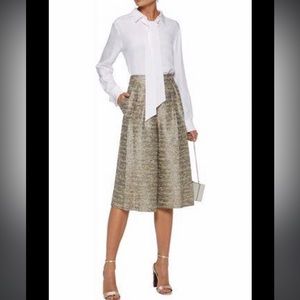 Alice + Olivia Metallic Brocade Wide Leg Cropped Pants